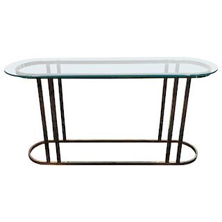 Modern Brass And Glass Oval Console Table