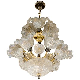 Murano Glass Chandelier with Floral Shades