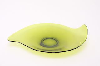 Modern Art Glass Green Freeform Platter