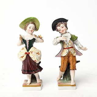 Meissen Manner Porcelain Figural Sculptures, 2