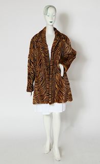 Stenciled Tiger Stripe Fur Coat