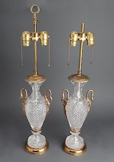Warren Kessler Baccarat Style Table Lamps, Pair