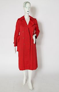 Burberry Red Double Breasted Trench Coat