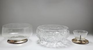 Cut Glass Bowls, One with Sterling, 3