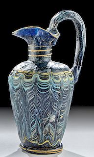 Greek Core Form Glass Trefoil Spouted Oinochoe