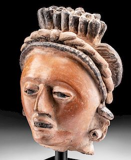 Exceptional Lifesize Veracruz Polychrome Portrait Head