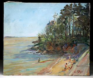 Signed William Draper Painting - Beach Scene, 1985