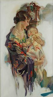 Walter Seaton "Mother and Child" Oil on Canvas