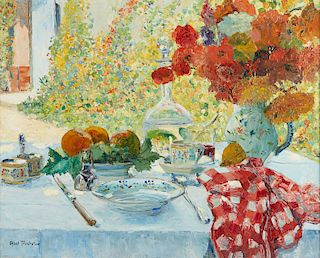 Louis Abel-Truchet "Le Dejeuner au Jardin" Oil on Canvas