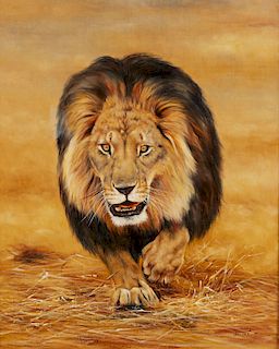 Eric Forlee Lion Painting Oil on Canvas