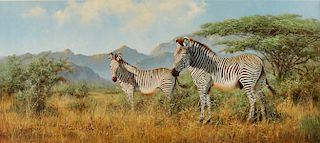 Eric Forlee Zebra Painting Oil on Canvas
