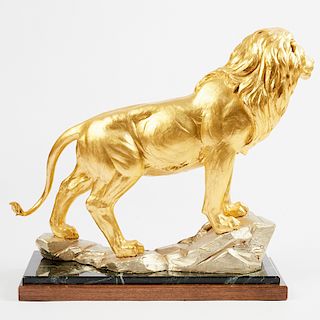 Rip Caswell "Pride of Africa" Gilt Bronze Lion Sculpture