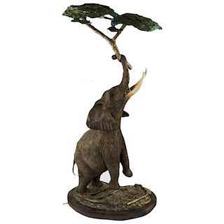 Christopher Smith Bronze Elephant Lamp Sculpture