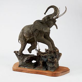 Lorenzo Ghiglieri "Enraged" Bronze Elephant Sculpture