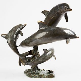 Family of Dolphins Bronze Sculpture