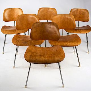Set of 6 Eames for Herman Miller DCM Chairs