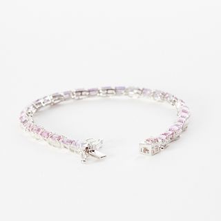 Pink Sapphire and Diamond Gradient Bracelet