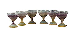 Six Agate Stone Cups Singed S. Paul