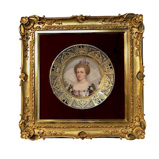 Royal Vienna plate Depicting a Fully Dressed Queen Circa 1890