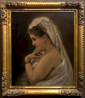 Italian F.D Twicchell (Circa 1870)  Oil/Canvas Portrait of a Bride 