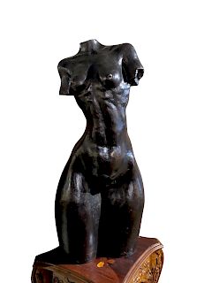 Large French Bronze Figure of a Female Torso Signed/Guyot