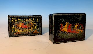 Two Russian Laquered Boxes Signed