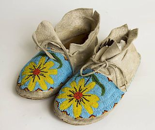 Crow Beaded Moccasins