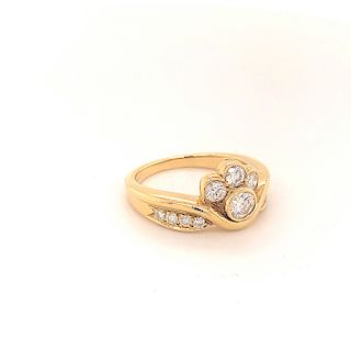 Mauboussin Diamonds Crown Design Ring 18k Yellow Gold Ring. 