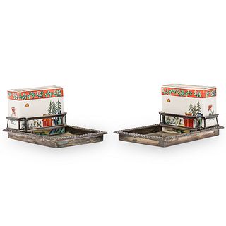 Cartier Chinoiserie Silver Smokers Set