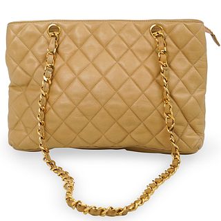 Chanel Beige Quilted Leather Shoulder Bag