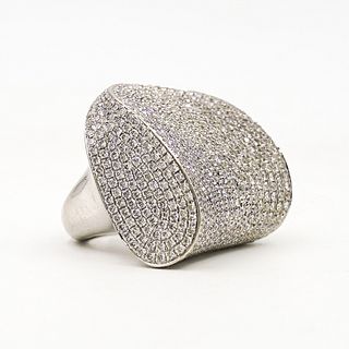 Large 18k Gold and Pave Diamond Ring
