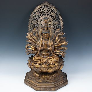 Gilt Wood Enthroned Cundi Bodhisattva
