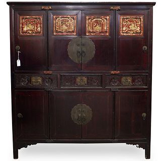Large Chinese Gilt and Lacquered Wood Cabinet