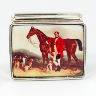 Sterling Silver Equestrian Pill Box