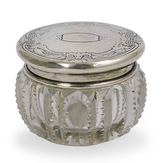 Sterling Silver and Glass Vanity Jar