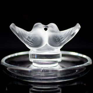 Lalique Crystal Kissing Doves Ring Dish