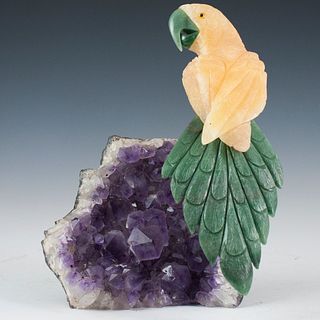 Semi Precious Stone Carved Parrot