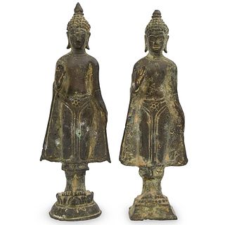 (2) Indonesian Standing Bronze Buddhas