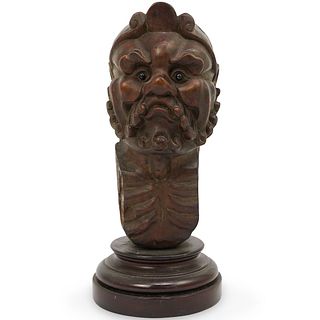 Wood Carved Sculpture of Man's Face