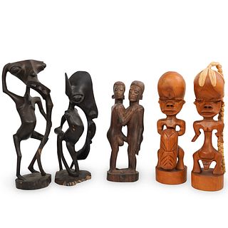 (5 Pc) African Carved Wood Sculptures