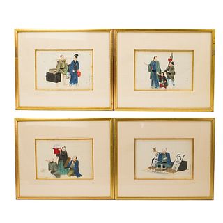 Set of Four Chinese Watercolor Paintings