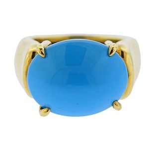 Andrew Clunn 18k Gold Turquoise Ring 