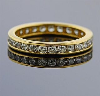 Tiffany &amp; Co 18k Gold Diamond Eternity Wedding Band Ring 