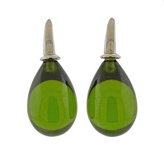 Eva Nueva 18k Gold Green Glass Earrings 