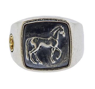 David Yurman Silver 22k Gold Petrvs Horse Ring