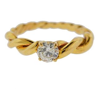 18K Gold Diamond Twisted Rope Engagement Ring