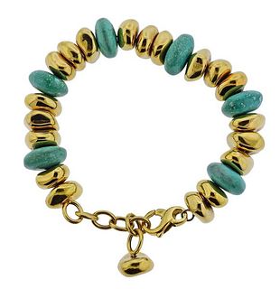 Italian 18K Gold Turquoise Bracelet