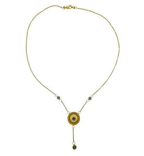 Koplewitz 18k Gold Multi Color Sapphire Necklace 