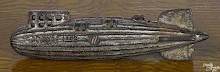 Graf Zeppelin cast iron still bank, ca. 1900, 6 1/2'' l.