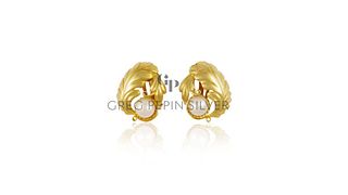 Large Vintage Georg Jensen Gold Earrings 55 Pearls